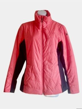 Spyder Coral Pink Quilted Jacket with Black Side Panels